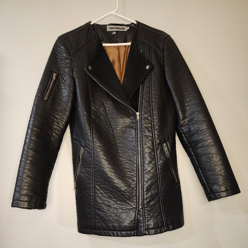 Noisy May Vegan Leather Midi Jacket M